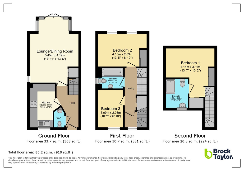 3 bed town house for sale in Staples Close, Broadbridge Heath - Property floorplan