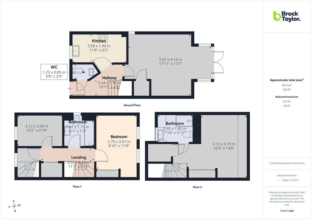 3 bed town house for sale in Staples Close, Broadbridge Heath - Property floorplan