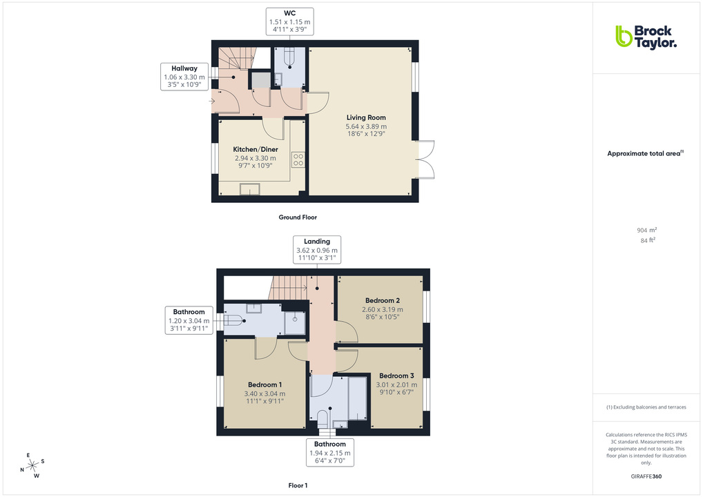 3 bed semi-detached house for sale in Somerset Road, Faygate, Horsham, West Sussex - Property floorplan