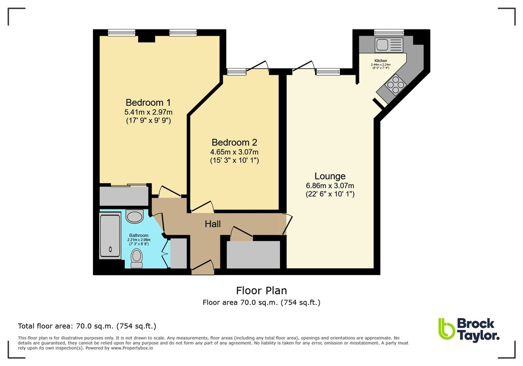 2 bed apartment for sale in Kings Road, Horsham - Property floorplan