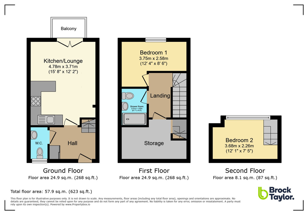 2 bed apartment for sale in Prewetts Mill Apartments, Mill Bay Lane, Horsham, West Sussex - Property floorplan