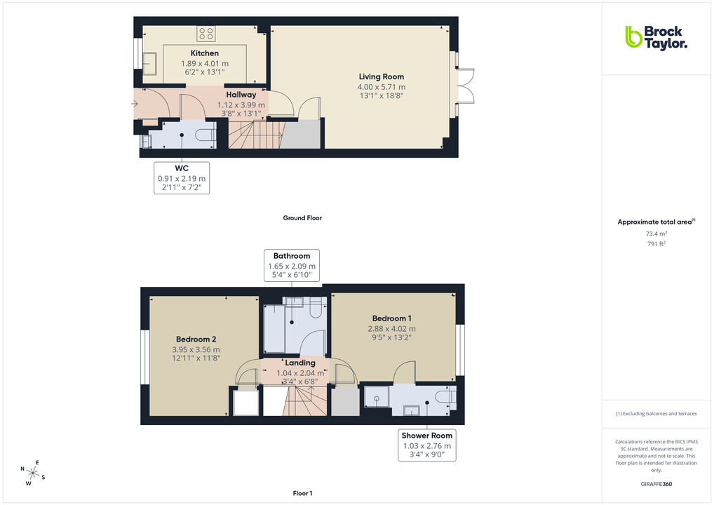 2 bed terraced house for sale in High Beeches, Faygate - Property floorplan