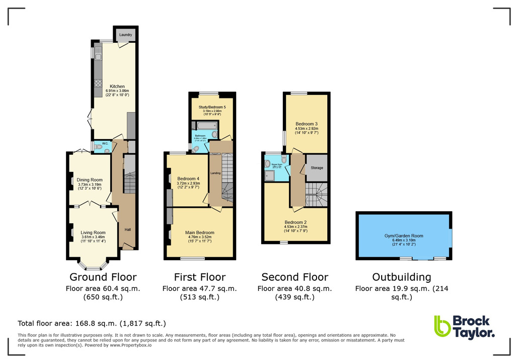 5 bed end of terrace house for sale in Devonshire Road, Horsham - Property floorplan