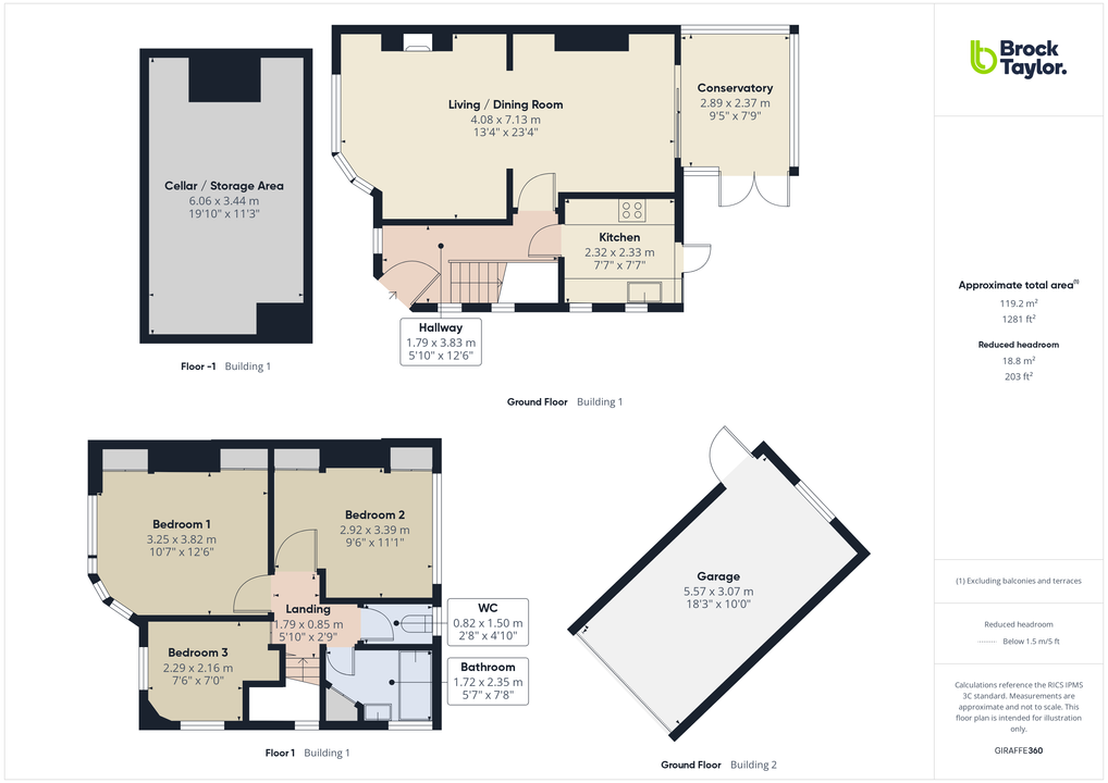 3 bed semi-detached house for sale in Greenway, Horsham - Property floorplan