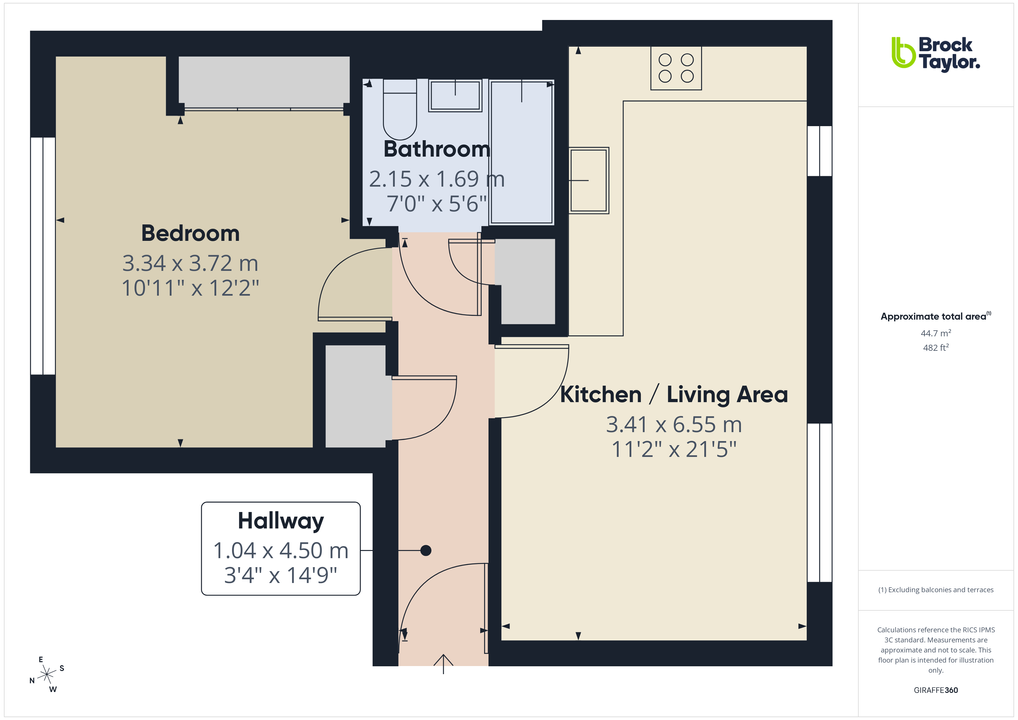 1 bed apartment for sale in Rochford Lodge, The Boulevard, Horsham - Property floorplan