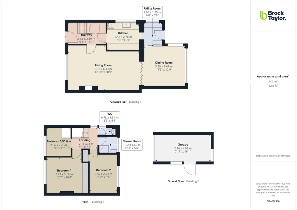 3 bed semi-detached house for sale in Farhalls Crescent, Horsham, West Sussex - Property floorplan