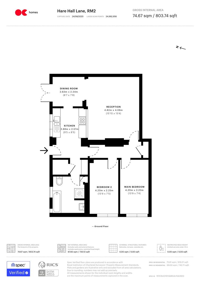 2 bed flat to rent in Hare Hall Lane, GIDEA PARK RM2 - Property floorplan