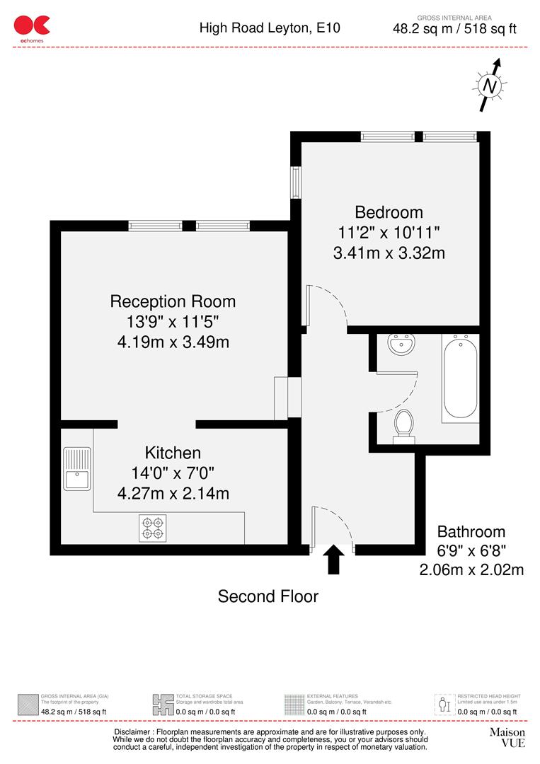 1 bed flat to rent in High Road Leyton, Leyton E10 - Property floorplan
