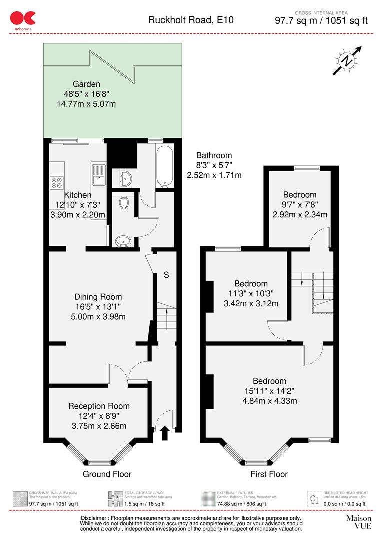 3 bed terraced house to rent in Ruckholt Road, Leyton, E10 - Property floorplan