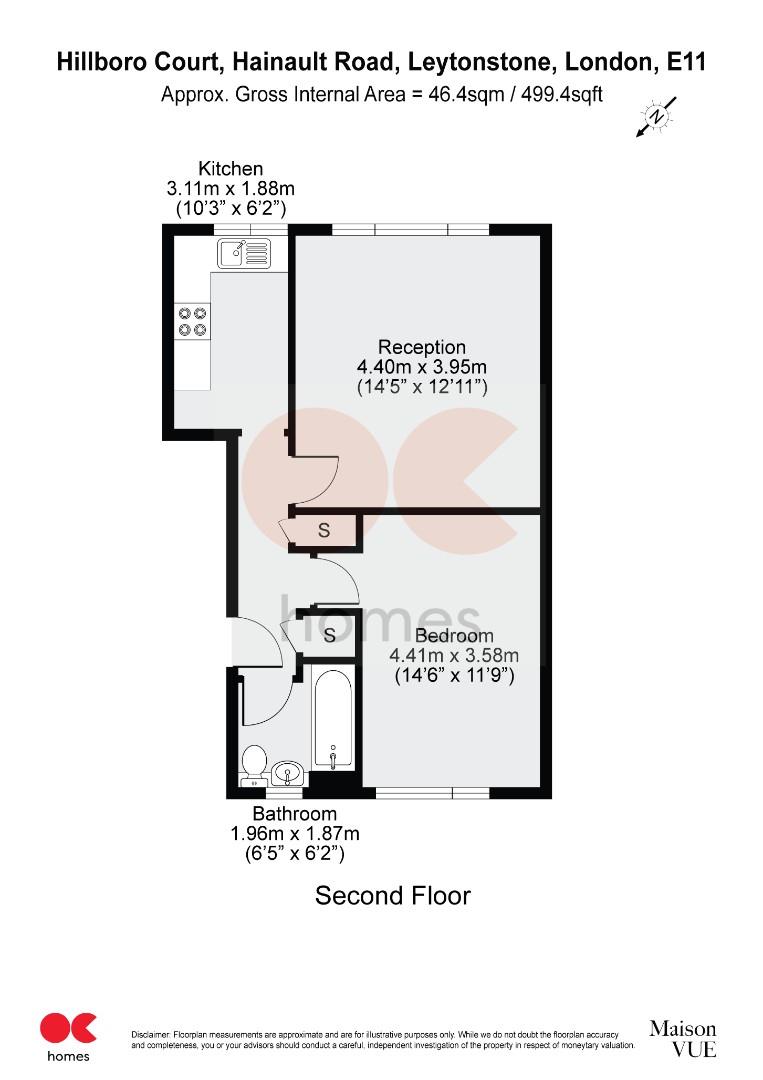 1 bed flat to rent in Hainault Road, Leytonstone - Property floorplan