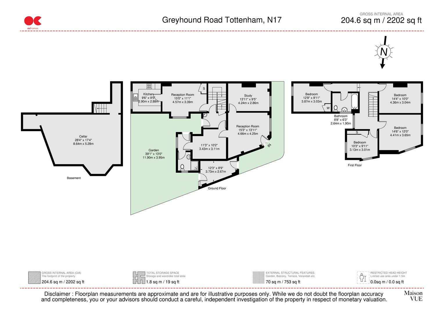 4 bed end of terrace house for sale in Greyhound Road, London - Property floorplan
