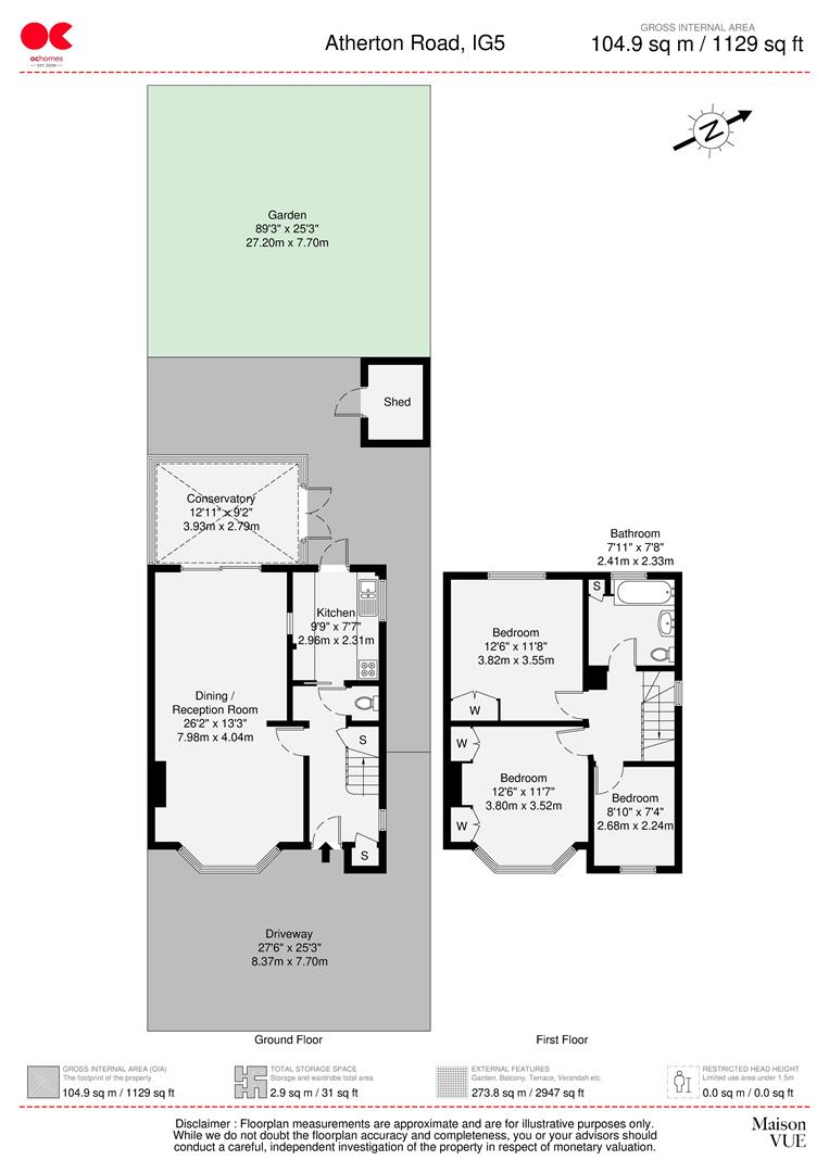 3 bed semi-detached house to rent in Atherton Road, Clayhall, Ilford - Property floorplan