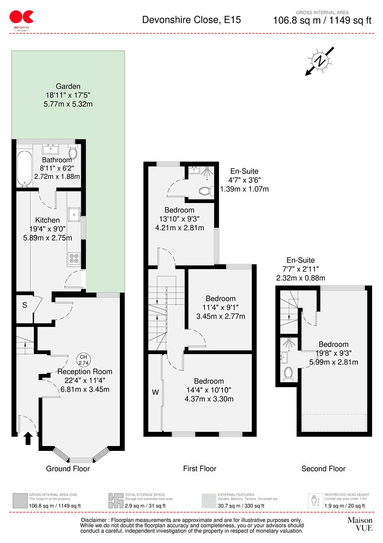 4 bed end of terrace house to rent in Devonshire Close, London - Property floorplan
