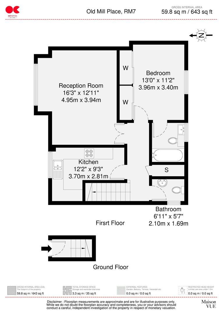 1 bed flat for sale in London Road, Romford - Property floorplan