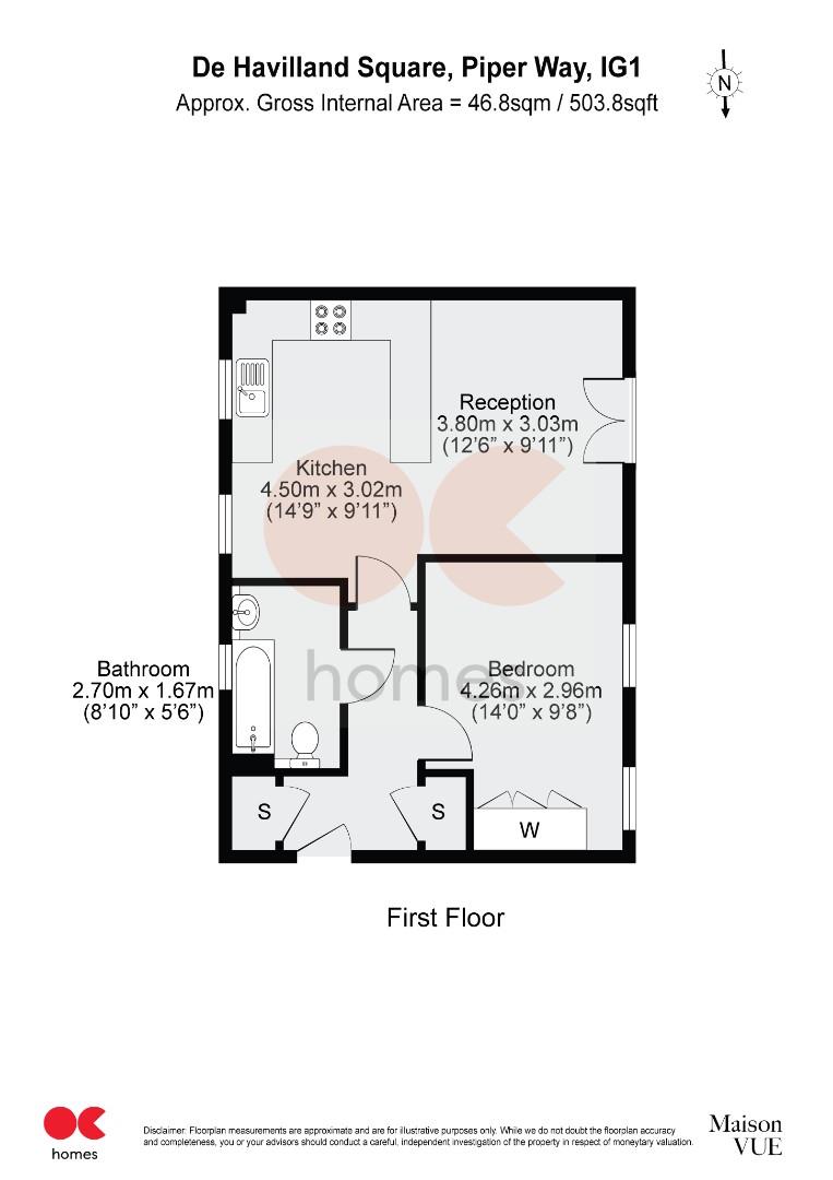 1 bed flat to rent in Piper Way, London - Property floorplan
