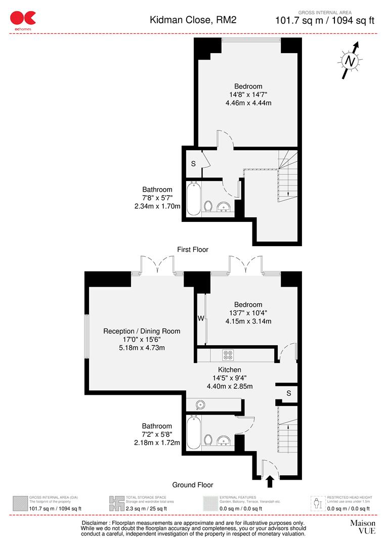 2 bed flat for sale in Kidman Close, Gidea Park - Property floorplan