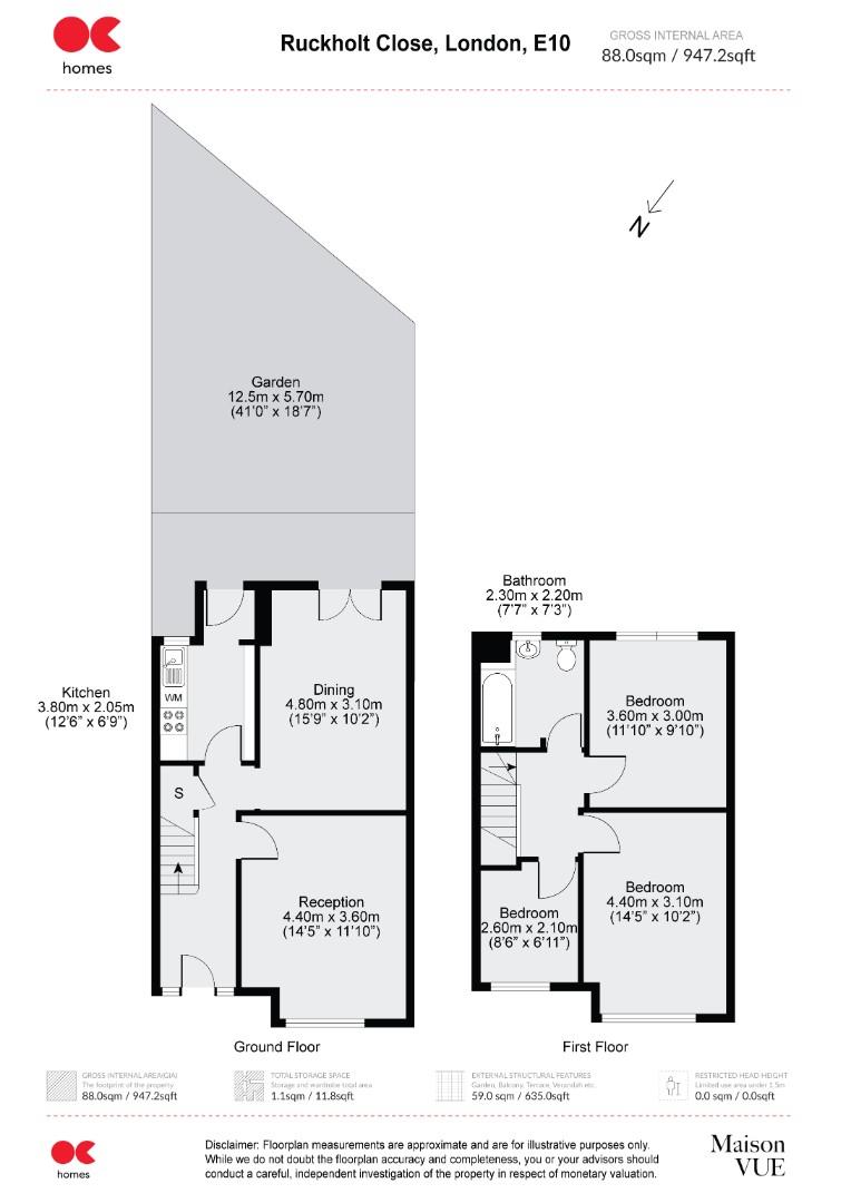 3 bed terraced house for sale in Ruckholt Close, Leyton - Property floorplan