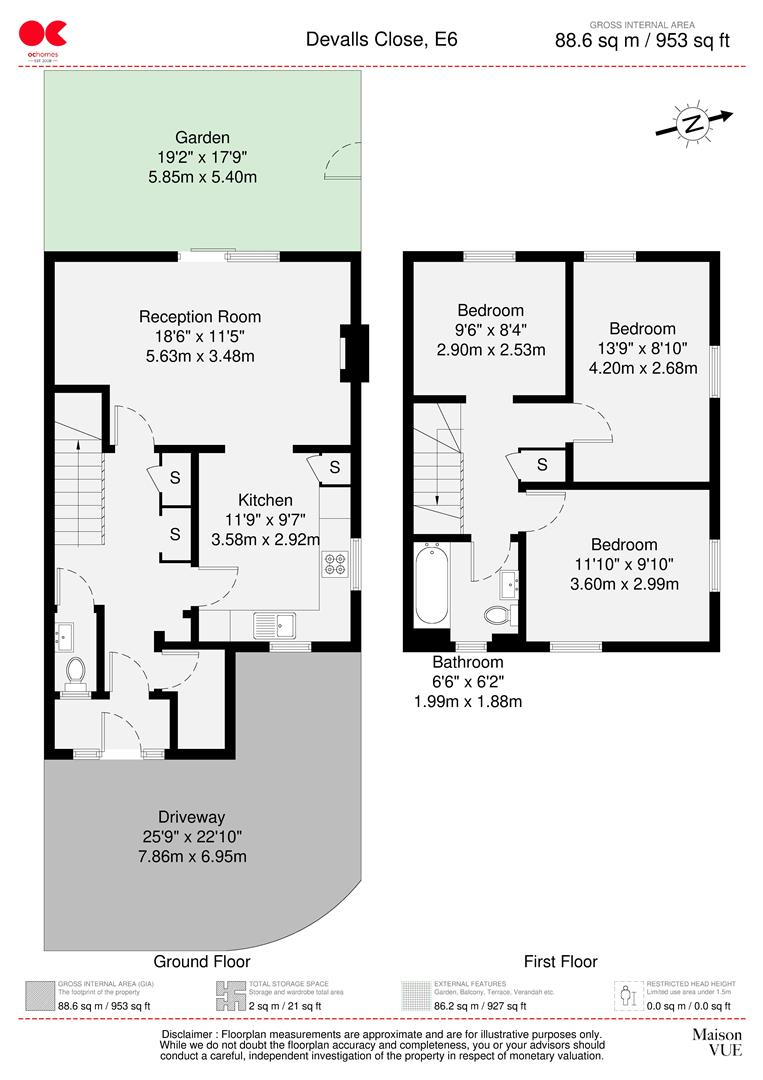 3 bed end of terrace house for sale in Devalls Close, Docklands - Property floorplan