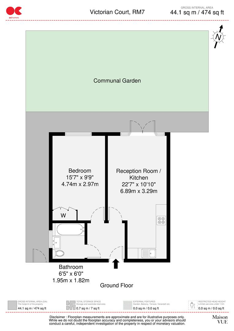 1 bed flat for sale in Mawney Road, Romford - Property floorplan