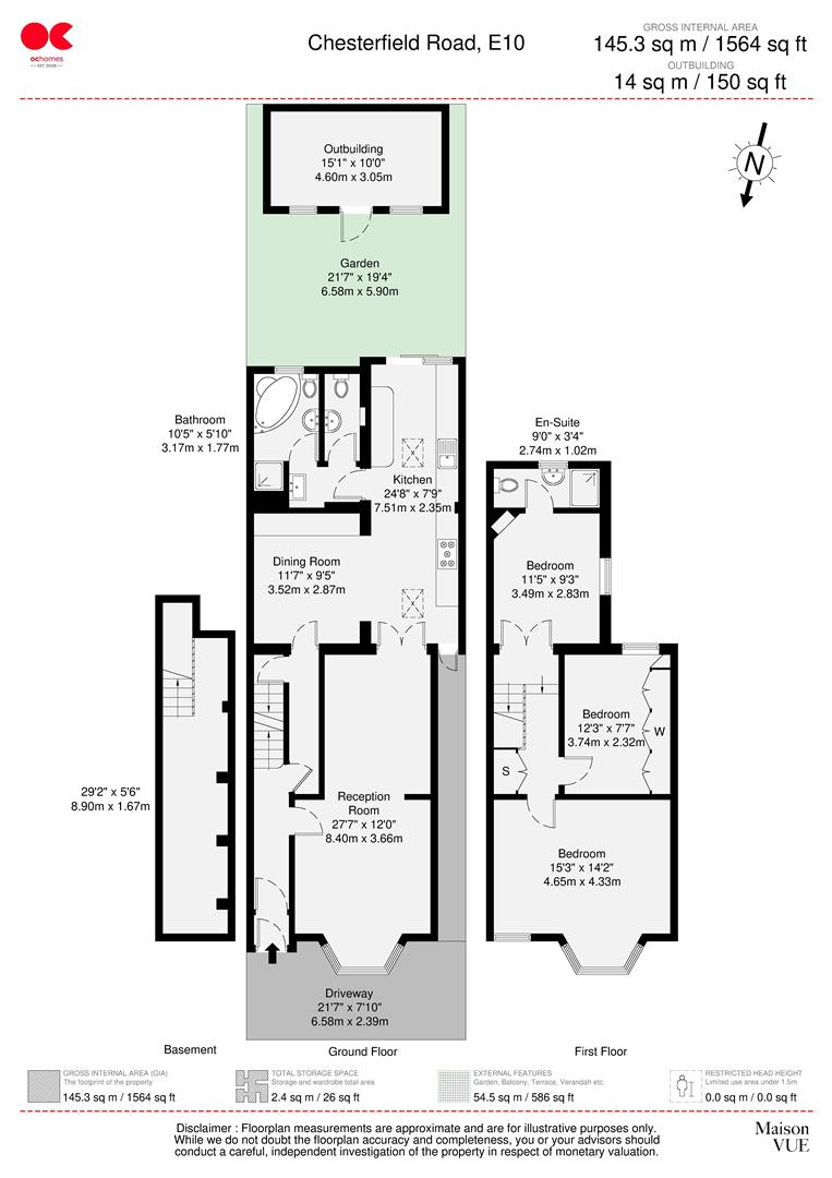 3 bed end of terrace house for sale in Chesterfield Road, Leyton - Property floorplan