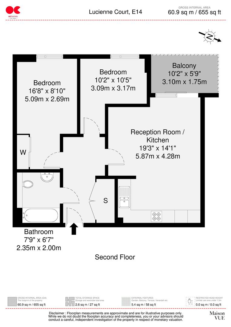 2 bed flat to rent in Lindfield Street, London - Property floorplan