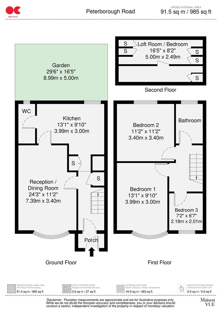 3 bed terraced house for sale in Peterborough Road, Leyton - Property floorplan