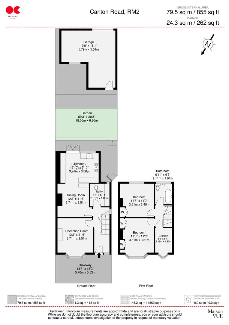 3 bed end of terrace house for sale in Carlton Road, Gidea Park - Property floorplan
