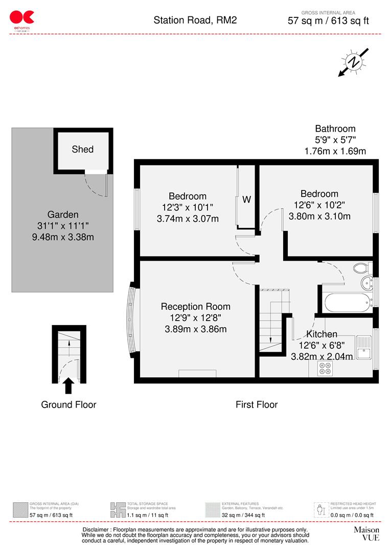 2 bed maisonette for sale in Station Road, Gidea Park - Property floorplan