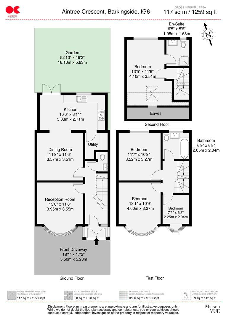 4 bed terraced house to rent in Aintree Crescent, Ilford - Property floorplan