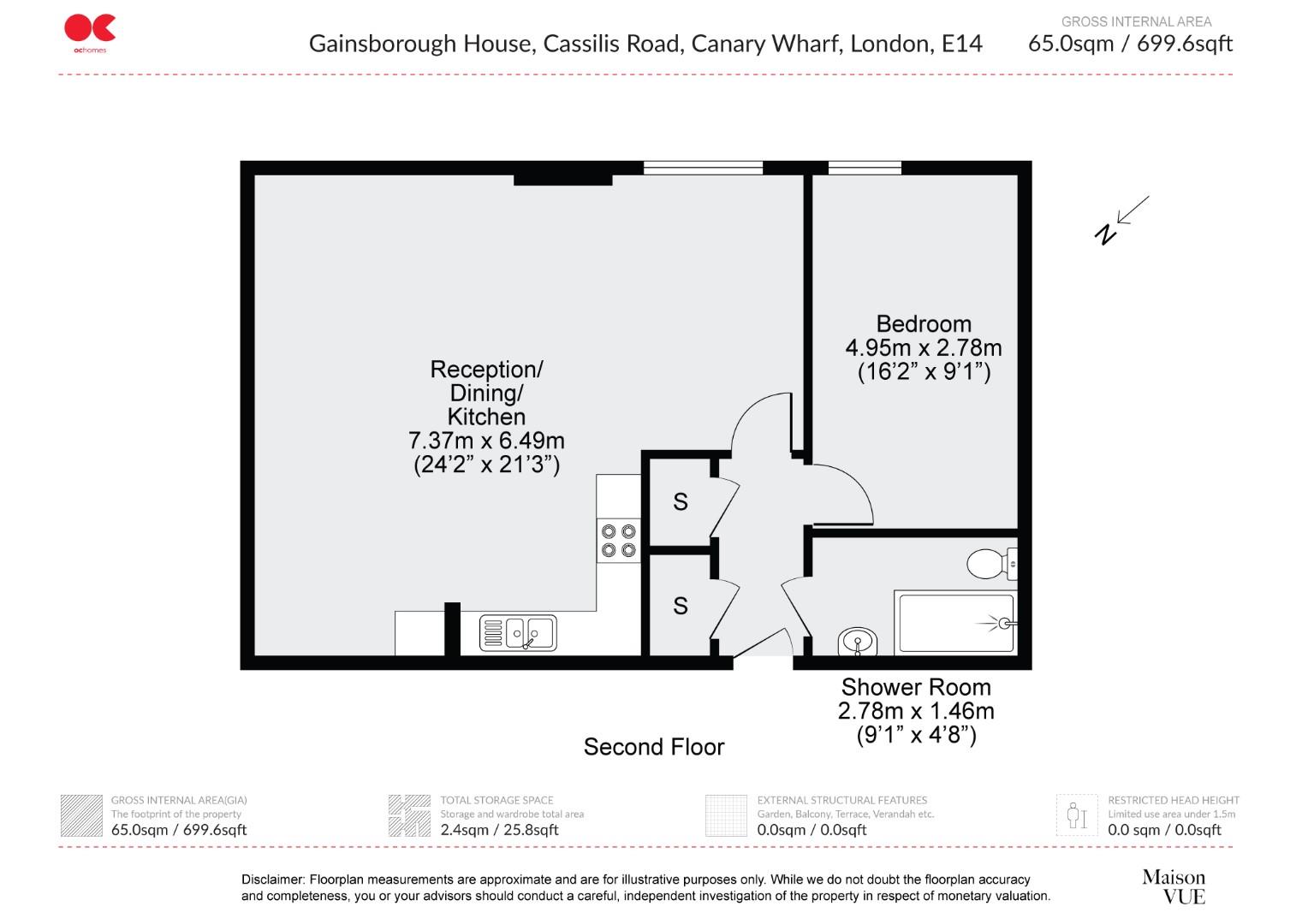 1 bed flat for sale in Cassilis Road, Canary Wharf - Property floorplan