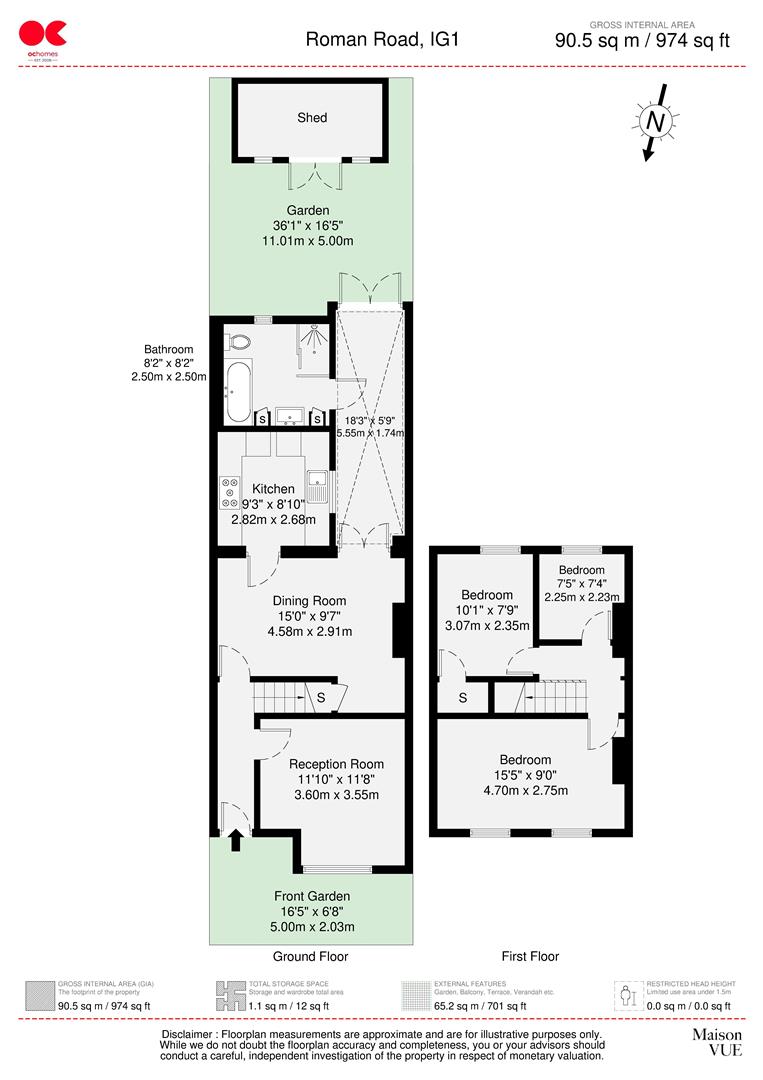 3 bed terraced house for sale in Roman Road, Ilford - Property floorplan