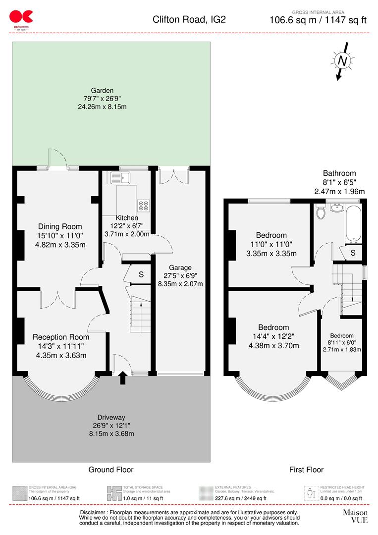 3 bed end of terrace house to rent in Clifton Road, Ilford - Property floorplan