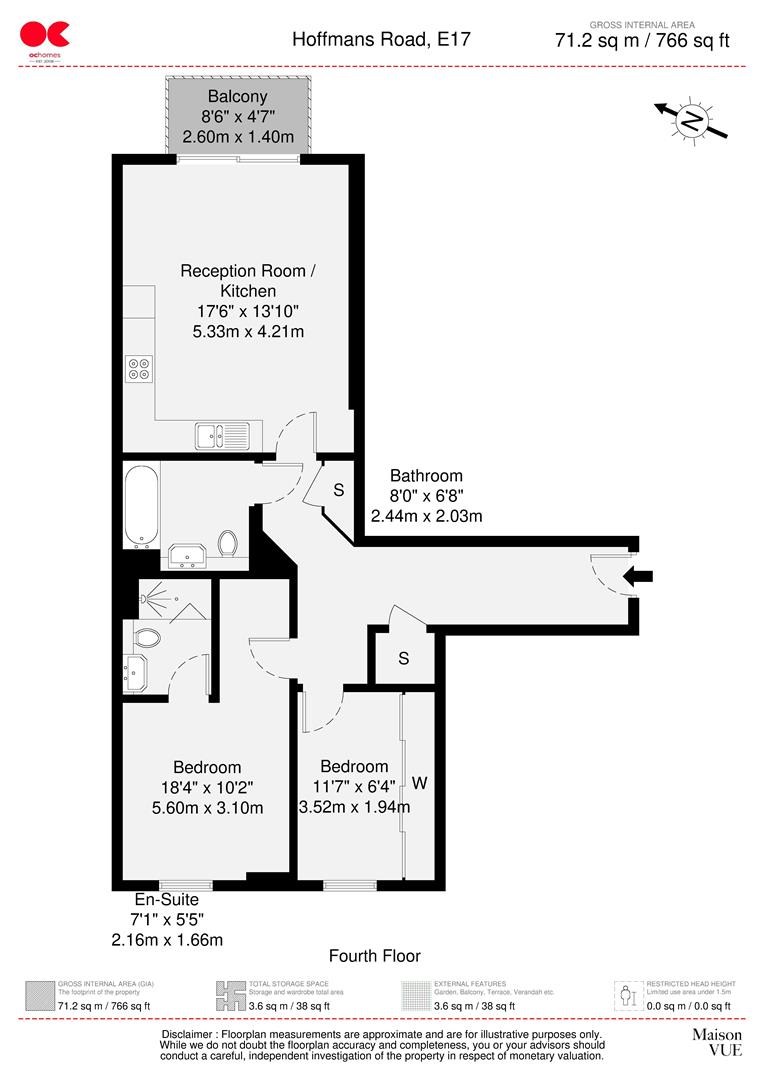 2 bed flat for sale in Hoffmans Road, Walthamstow - Property floorplan