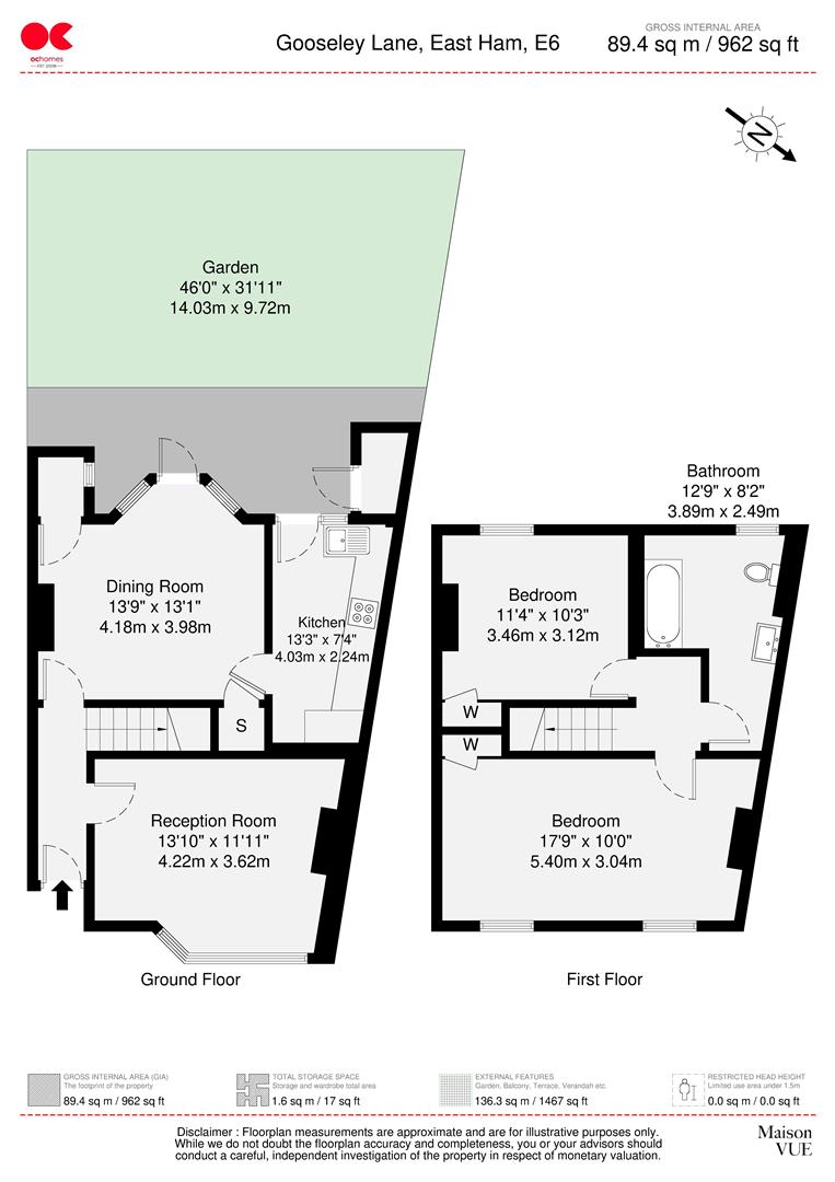 2 bed end of terrace house to rent in Gooseley Lane, East Ham - Property floorplan
