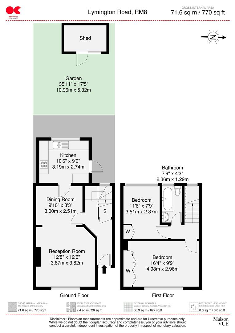 2 bed terraced house for sale in Lymington Road, Dagenham - Property floorplan