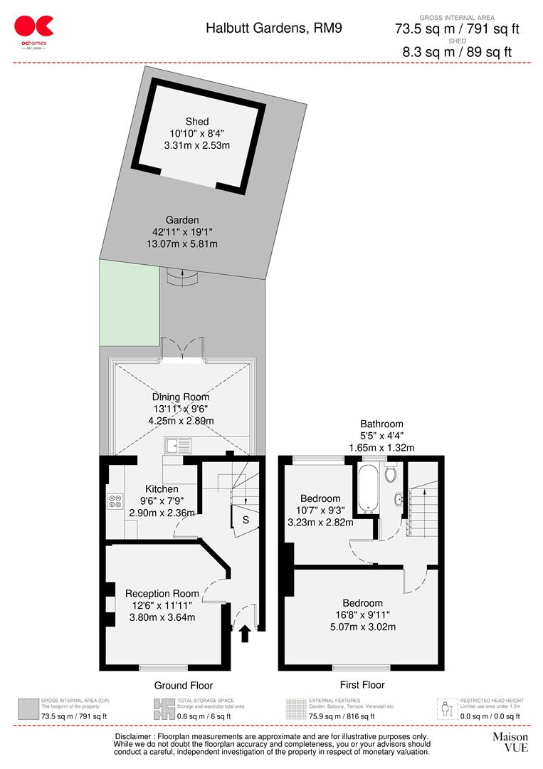 2 bed terraced house for sale in Halbutt Gardens, Dagenham - Property floorplan