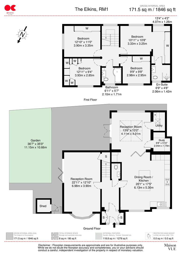 4 bed detached house for sale in The Elkins, Romford - Property floorplan