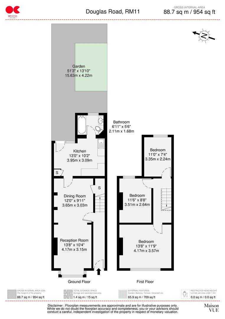 3 bed end of terrace house for sale in Douglas Road, Hornchurch - Property floorplan