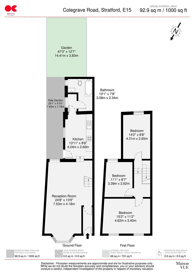 3 bed terraced house to rent in Colegrave Road, Stratford - Property floorplan