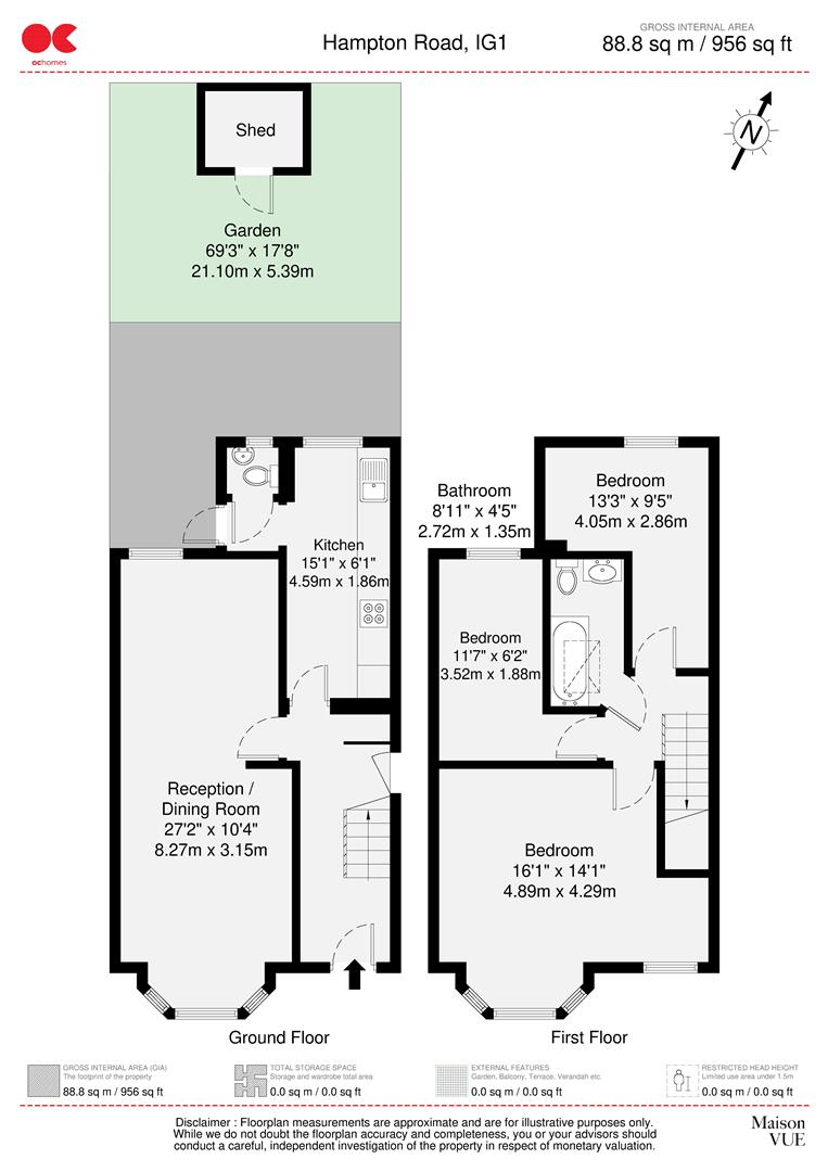 3 bed terraced house for sale in Hampton Road, Ilford - Property floorplan