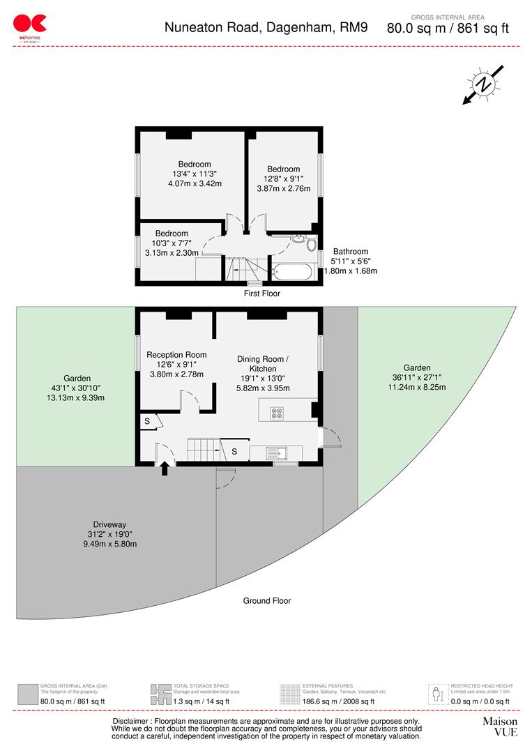 3 bed end of terrace house for sale in Nuneaton Road, Dagenham - Property floorplan