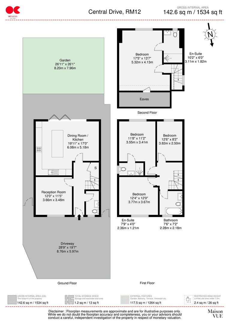 4 bed detached house to rent in Central Drive, Hornchurch - Property floorplan