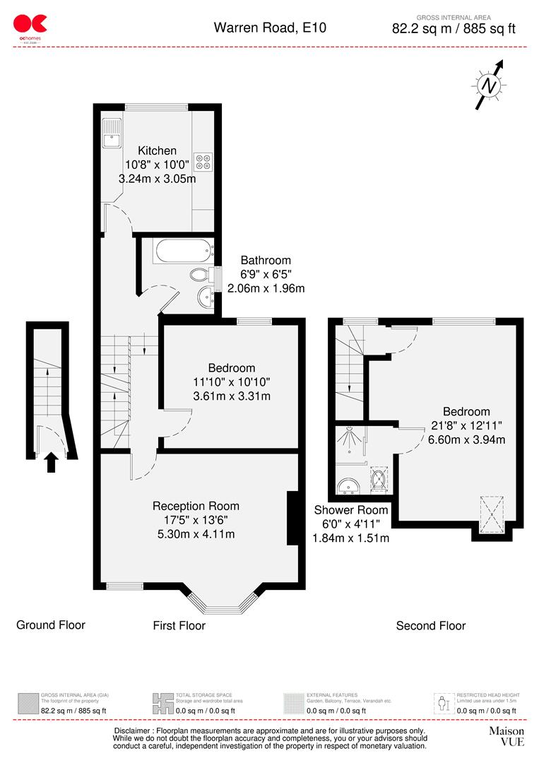2 bed flat for sale in Warren Road, Leyton - Property floorplan