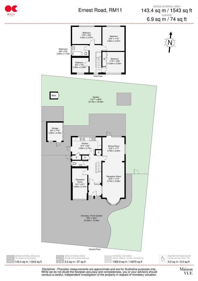 4 bed detached house to rent in Ernest Road, Emerson Park, Hornchurch - Property floorplan
