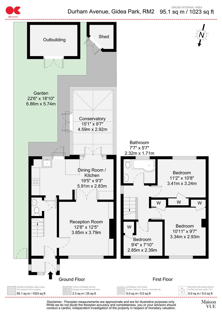 3 bed semi-detached house to rent in Durham Avenue, Gidea Park - Property floorplan