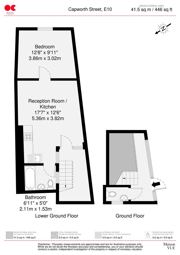 1 bed studio flat to rent in Capworth Street, Leyton - Property floorplan