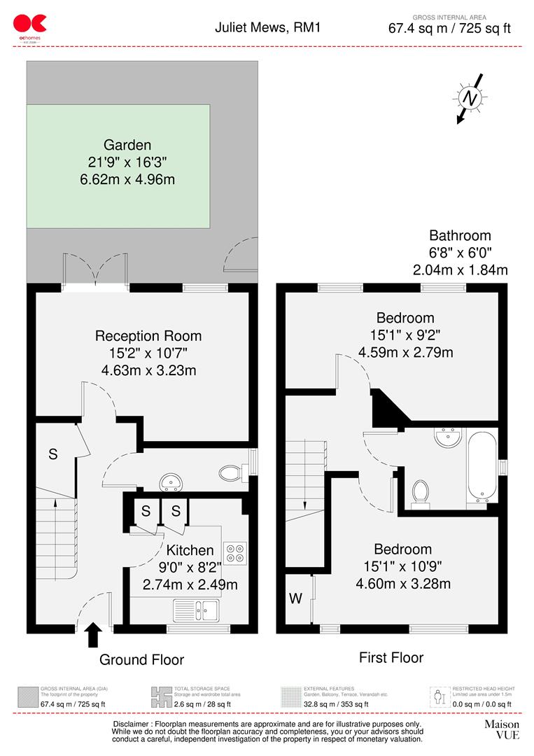 2 bed semi-detached house for sale in Juliette Mews, Romford - Property floorplan