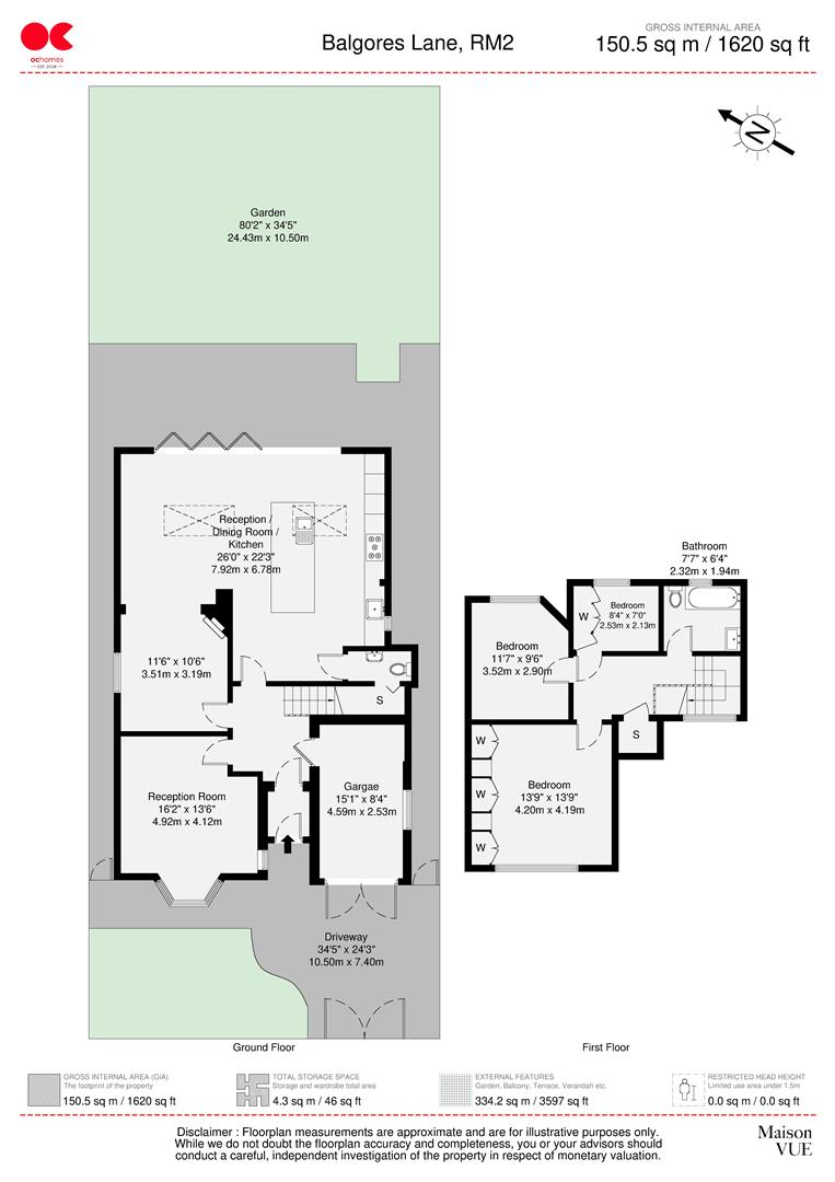 3 bed detached house for sale in Balgores Lane, Gidea Park - Property floorplan