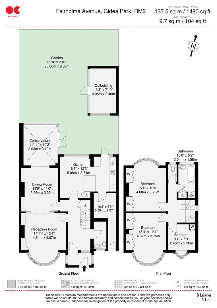 3 bed semi-detached house for sale in Fairholme Avenue, Gidea Park - Property floorplan