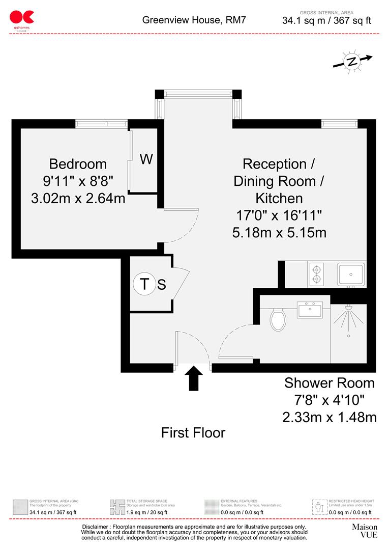 1 bed flat for sale in London Road, Romford - Property floorplan